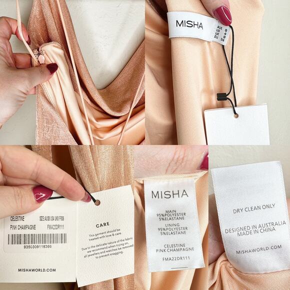 NWT MISHA REVOLVE Celestine Pink Champagne Convertible Formal Gown Maxi Dress 4 - Picture 12 of 15